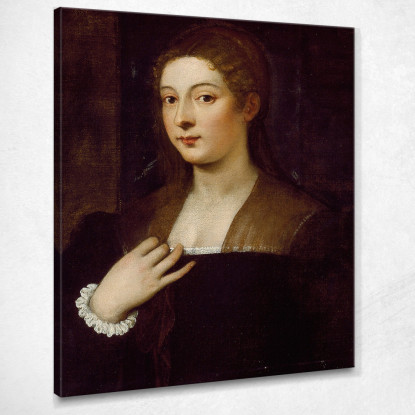 Ritratto Di Signora Titian Tiziano Vecellio ttn45 quadro stampato su tela