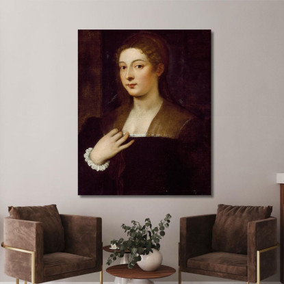 Ritratto Di Signora Titian Tiziano Vecellio ttn45 quadro stampato su tela