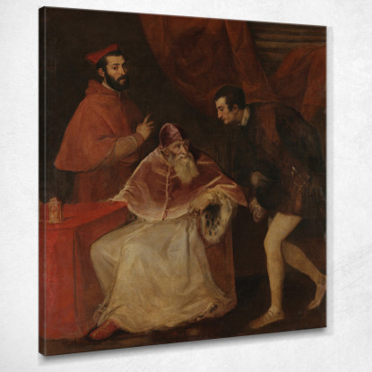 Ritratto Di Paolo Iii Con I Nipoti Titian Tiziano Vecellio ttn57 quadro stampato su tela