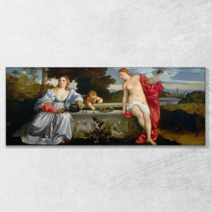 Amor Sacro E Amore Profano Titian Tiziano Vecellio ttn58 quadro stampato su tela