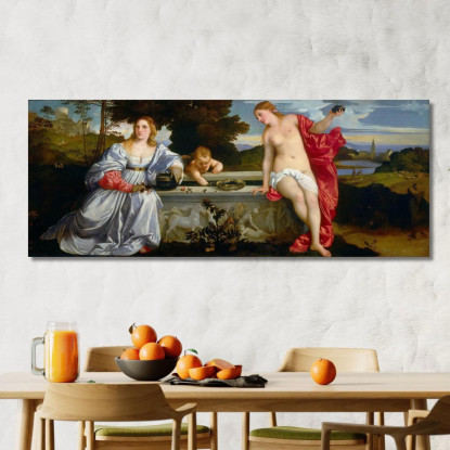 Amor Sacro E Amore Profano Titian Tiziano Vecellio ttn58 quadro stampato su tela