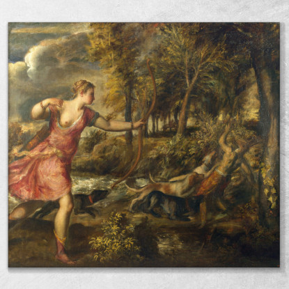 La Morte Di Atteone Titian Tiziano Vecellio ttn62 quadro stampato su tela