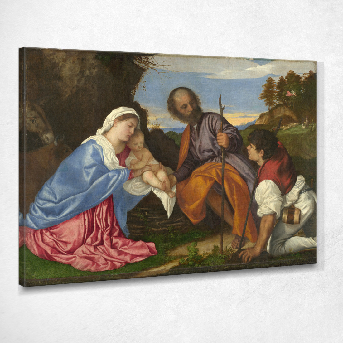 La Sacra Famiglia Con Il Pastore Titian Tiziano Vecellio ttn64 quadro stampato su tela