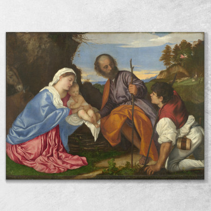 La Sacra Famiglia Con Il Pastore Titian Tiziano Vecellio ttn64 quadro stampato su tela