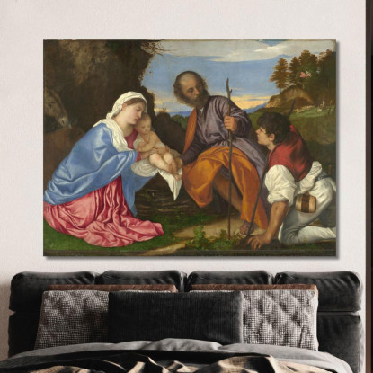 La Sacra Famiglia Con Il Pastore Titian Tiziano Vecellio ttn64 quadro stampato su tela