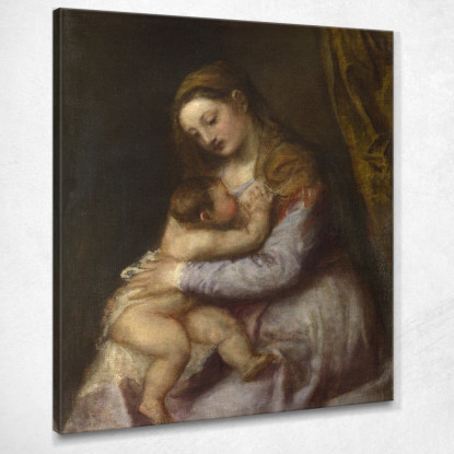 La Vergine Che Allatta Il Bambino Cristo Titian Tiziano Vecellio ttn71 quadro stampato su tela