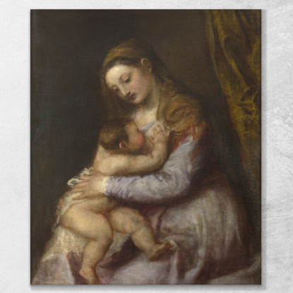 La Vergine Che Allatta Il Bambino Cristo Titian Tiziano Vecellio ttn71 quadro stampato su tela