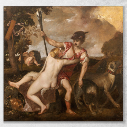 Venere E Adone 1550 Titian Tiziano Vecellio ttn73 quadro stampato su tela