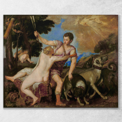 Venere E Adone Titian Tiziano Vecellio ttn74 quadro stampato su tela