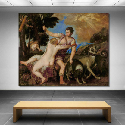 Venere E Adone Titian Tiziano Vecellio ttn74 quadro stampato su tela