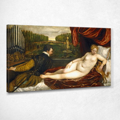 Venere E L'Organista E Il Cagnolino Titian Tiziano Vecellio ttn75 quadro stampato su tela