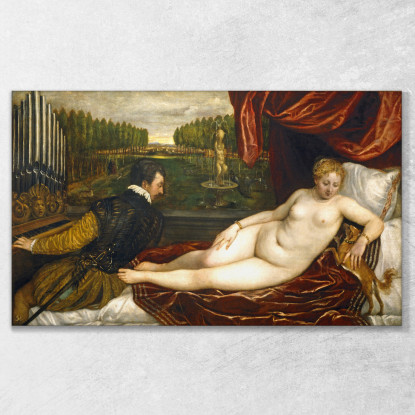 Venere E L'Organista E Il Cagnolino Titian Tiziano Vecellio ttn75 quadro stampato su tela