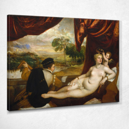 Venere E Il Suonatore Di Liuto Titian Tiziano Vecellio ttn76 quadro stampato su tela