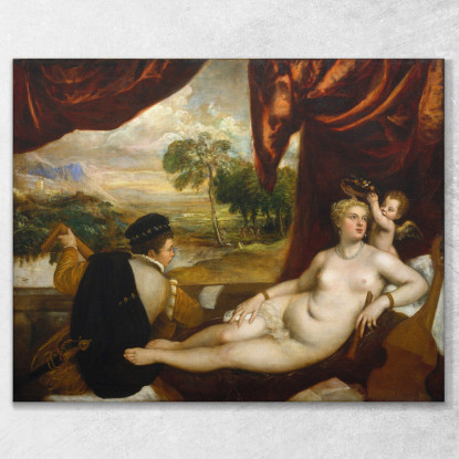 Venere E Il Suonatore Di Liuto Titian Tiziano Vecellio ttn76 quadro stampato su tela