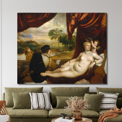 Venere E Il Suonatore Di Liuto Titian Tiziano Vecellio ttn76 quadro stampato su tela