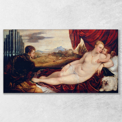 Venere Con L'Organista Titian Tiziano Vecellio ttn79 quadro stampato su tela