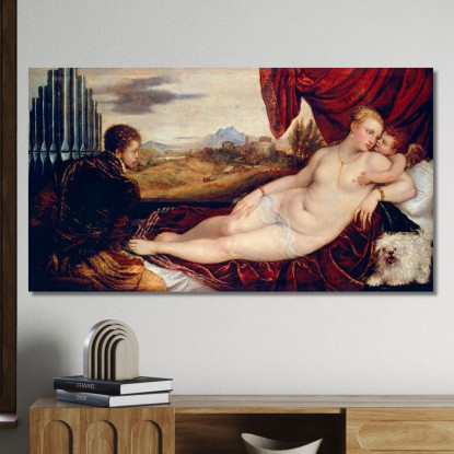 Venere Con L'Organista Titian Tiziano Vecellio ttn79 quadro stampato su tela