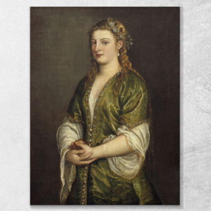 Donna Che Tiene Una Mela Titian Tiziano Vecellio ttn81 quadro stampato su tela