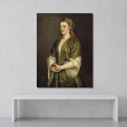 Donna Che Tiene Una Mela Titian Tiziano Vecellio ttn81 quadro stampato su tela