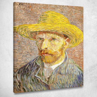 Autoritratto Con Cappello Di Paglia Vincent van Gogh vvg7 quadro stampato su tela