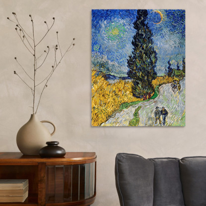 Strada Con Cipresso E Stella Vincent van Gogh vvg13 quadro stampato su tela