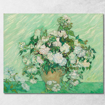 Vaso Still Life Con Rose Rosa Vincent van Gogh vvg34 quadro stampato su tela