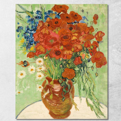 Vaso Con Fiordalisi E Papaveri Vincent van Gogh vvg39 quadro stampato su tela