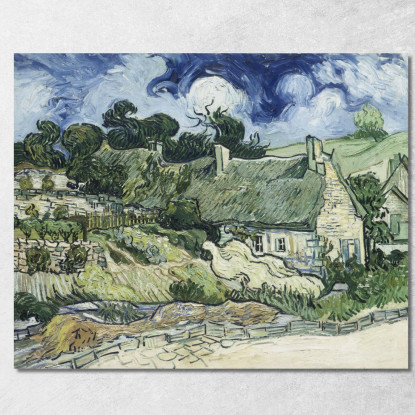 Cottage Con Il Tetto Di Paglia A Cordeville Vincent van Gogh vvg54 quadro stampato su tela