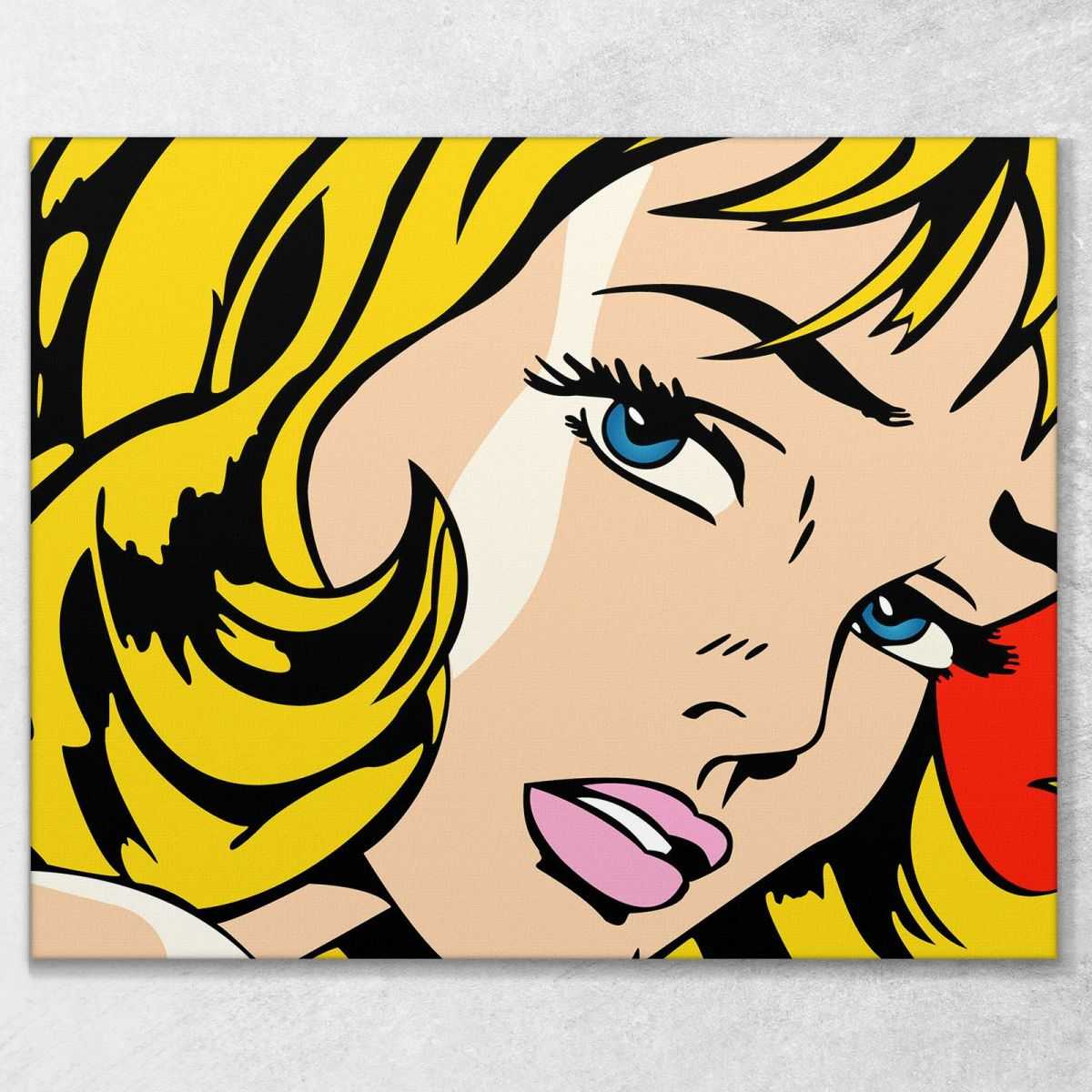 ✨ Stampa su tela 🖼️ astratto Girl with blue eyes pop art quadro