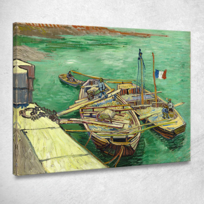 Molo Con Uomini Che Scaricano Chiatte Di Sabbia Vincent van Gogh vvg109 quadro stampato su tela