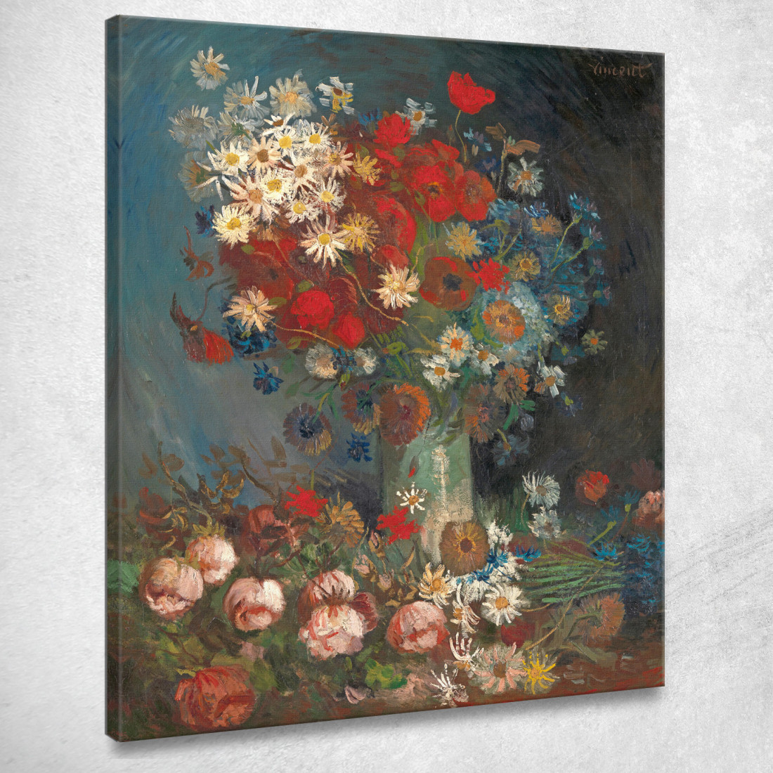 Natura Morta Con Fiori Di Campo E Rose Vincent van Gogh vvg164 quadro stampato su tela