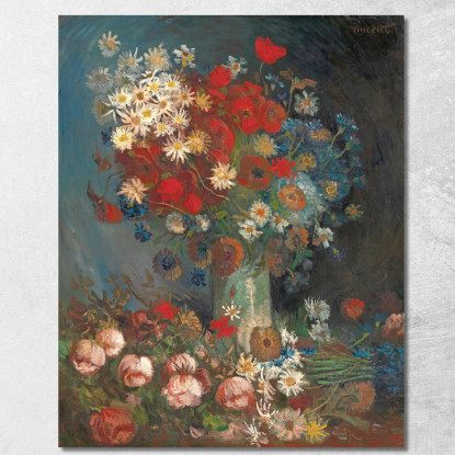 Natura Morta Con Fiori Di Campo E Rose Vincent van Gogh vvg164 quadro stampato su tela