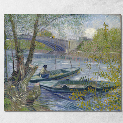 Pesca In Primavera Al Pont De Clichy Asnières Vincent van Gogh vvg215 quadro stampato su tela