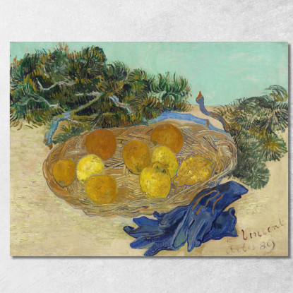 Natura Morta Di Arance E Limoni Con Guanti Blu Vincent van Gogh vvg276 quadro stampato su tela