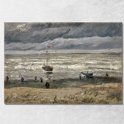 Spiaggia A Scheveningen Durante La Tempesta Vincent van Gogh vvg316 quadro stampato su tela