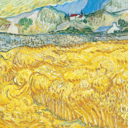 Campo Di Grano Dietro L'Ospedale Saint-Paul Con Un Mietitore Vincent van Gogh vvg337 quadro stampato su tela