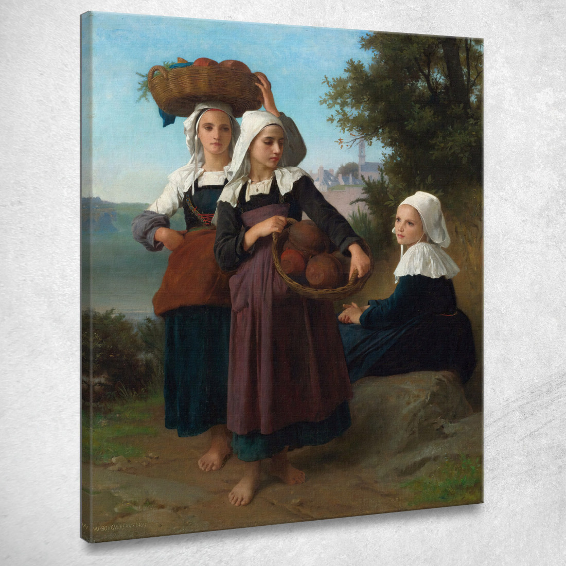 Ragazze Fouesnant Di Ritorno Dal Mercato William Bouguereau wbg41 quadro stampato su tela