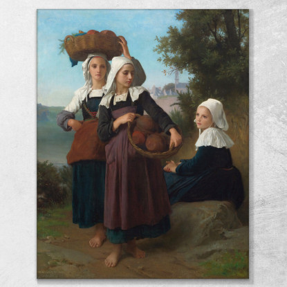 Ragazze Fouesnant Di Ritorno Dal Mercato William Bouguereau wbg41 quadro stampato su tela
