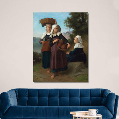Ragazze Fouesnant Di Ritorno Dal Mercato William Bouguereau wbg41 quadro stampato su tela