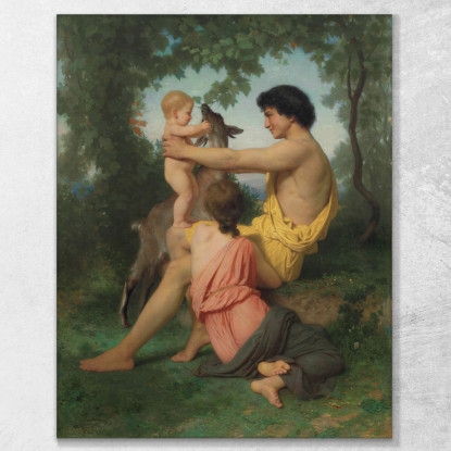 Antico Idillio Familiare William Bouguereau wbg47 quadro stampato su tela
