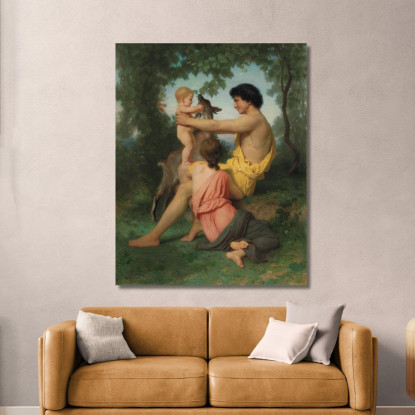Antico Idillio Familiare William Bouguereau wbg47 quadro stampato su tela