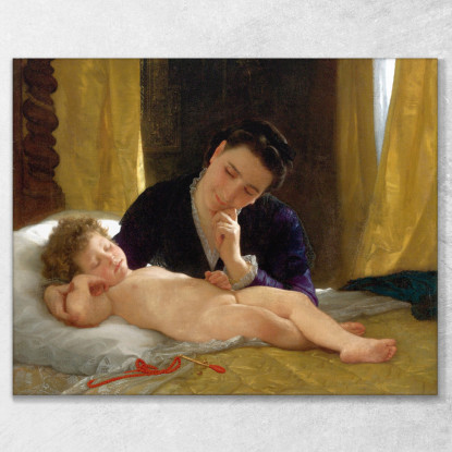 Giovane Madre Che Contempla Il Suo Bambino William Bouguereau wbg57 quadro stampato su tela