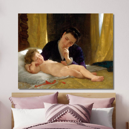 Giovane Madre Che Contempla Il Suo Bambino William Bouguereau wbg57 quadro stampato su tela