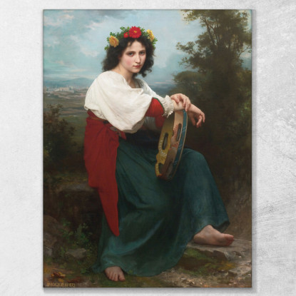 L'Italiano Al Tambour De Basque William Bouguereau wbg111 quadro stampato su tela