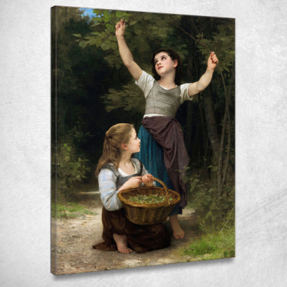 Raccolta Delle Nocciole William Bouguereau wbg140 quadro stampato su tela