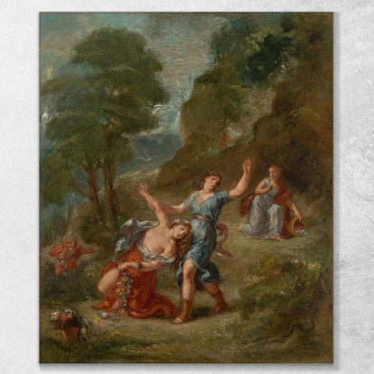 Der Frühling Eurydike Wird Beim Blumenpflücken Von Einer Schlange Gebissen Eurydikes Tod Eugène Delacroix drucken auf leinwand