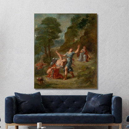 Der Frühling Eurydike Wird Beim Blumenpflücken Von Einer Schlange Gebissen Eurydikes Tod Eugène Delacroix drucken auf leinwand