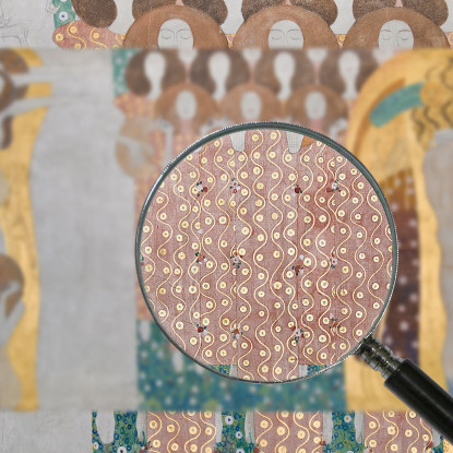 Fregio Di Beethoven Coro Del Paradiso Delle Arti E Abbraccio Pannello 8 Parete Lunga Destra Gustav Klimt quadro stampato su tela