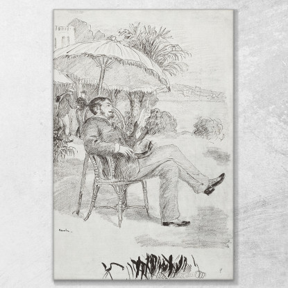 En La Terraza De Un Hotel De Bordighera, El Pintor Jean Martin Revisa Su Factura Pierre-Auguste Renoir cuadro en lienzo