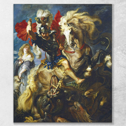 San Giorgio Combatte Il Drago Peter Paul Rubens ppr175 quadro stampato su tela